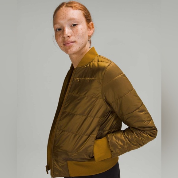 LULULEMON Nonstop Bomber Jacket Reversible in Gold Spice Size 4 - Picture 3 of 14